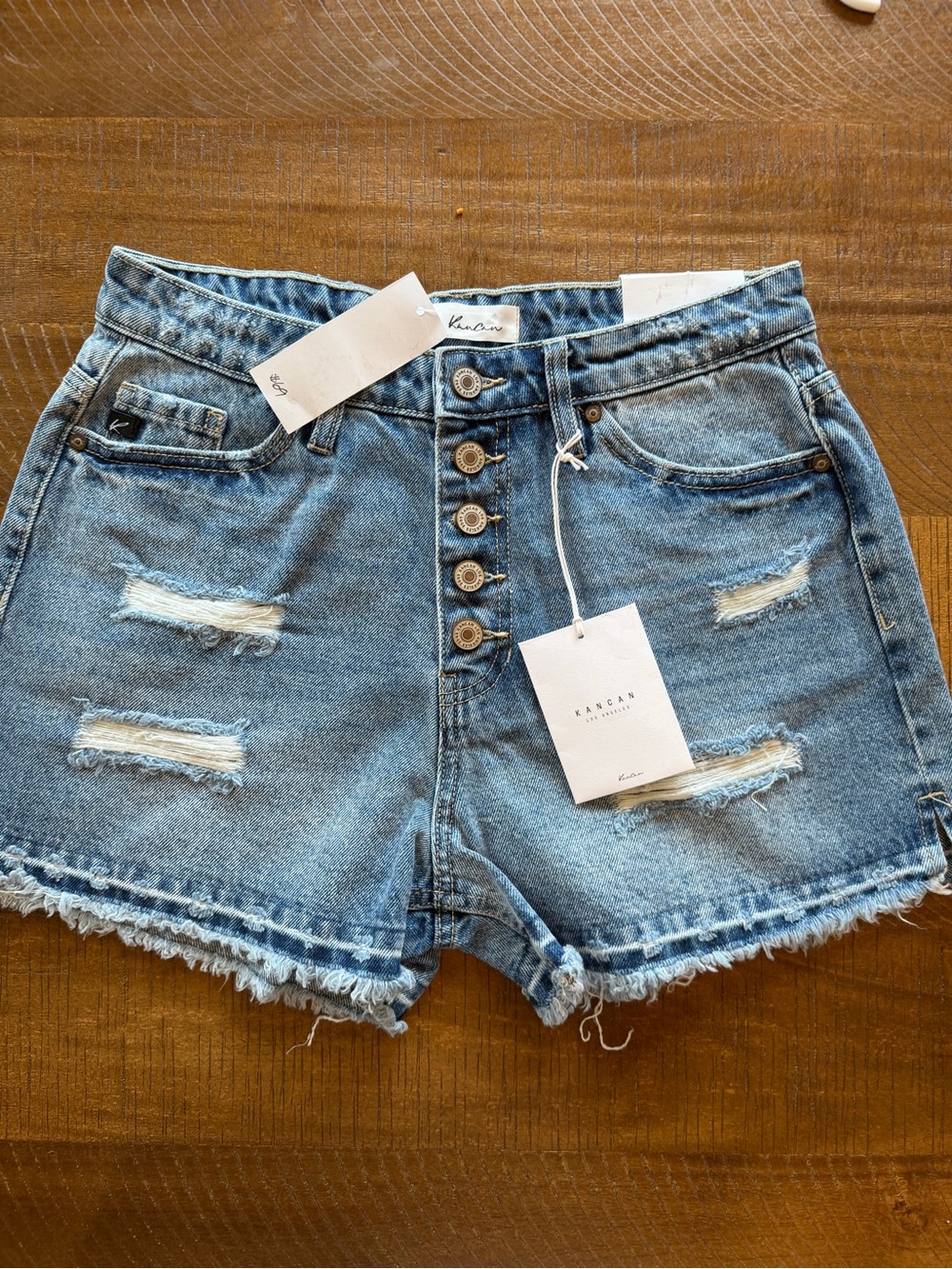 Kancan Denim Shorts Button Fly Cut-off Size M NWT
